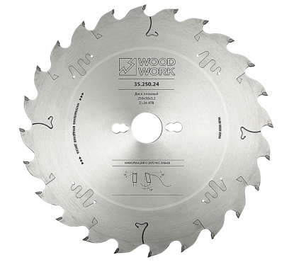 Диск пильный 250x30x3.2 10°ATB Z=24 по древесным материалам A=18° WOODWORK