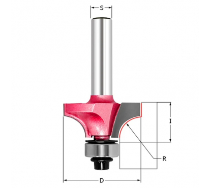 Фреза внутренний радиус (нижний подшипник) кромочная R=1.6 Z=2 D=15.88x12.7x46 S=12 PROCUT 301208P
