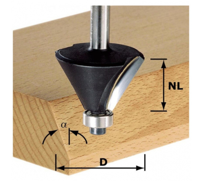 Фреза для профилирования фасок HW с хвостовиком 8 мм FESTOOL HW D36/45GRAD KL